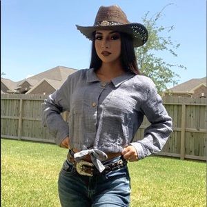 Soft Denim long sleeve Croptop